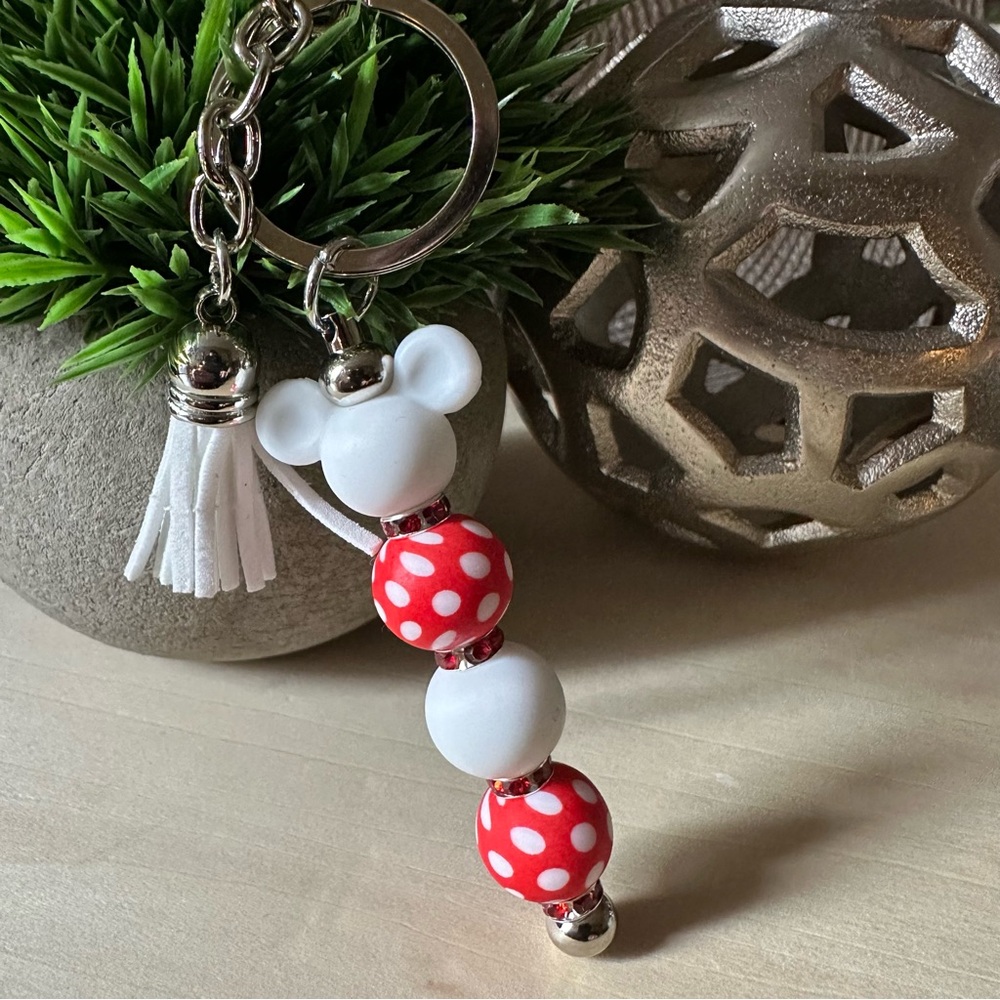 Mickey Mouse Keychain With‎ White Tassel